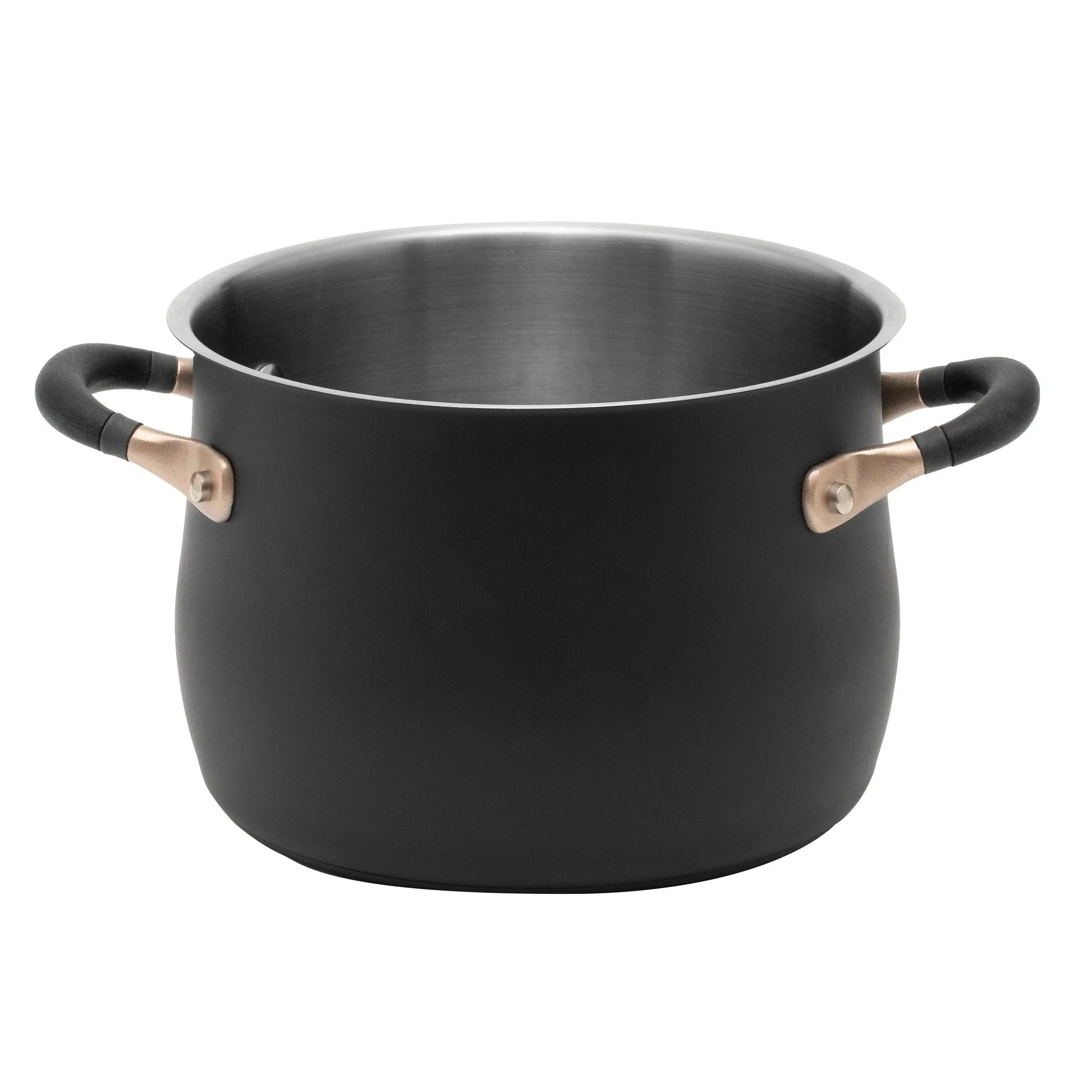 Meyer Stainless Steel Medium Stockpot | 6.5 Quart Stock Pot | Induction Pot | Dishwasher Safe | Oven Safe | Matte Black with Silicone Handles | Accent Series Cookware | 24cm / 6.2L / 6.5 qt