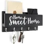 Mail and Key Holder for Wall, Decorative Entryway Organizer Shelf with Hooks for