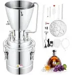 15 Gal 50L Water Alcohol Distiller, Home Distillery Kit with Stainless Steel Tube, Pump, Exhaust Valve, Thermometer - DIY Whisky Wine Brandy