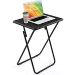 Folding TV Dinner Tray Table with No Assembly Required, Portable End Table for Eating, Foldable Snack Table for Bed Sofa, Black, Size: One Size