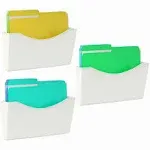 Kuntine.B 3 Pack White Single Pocket File Holder Hanging Wall Organizer, Wall Mount Mails Magazines Organizer for Office and Home