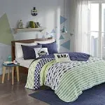 URBAN HABITAT KIDS Kids Bedding Sets 4-Piece Twin Cotton Reversible Green/Navy