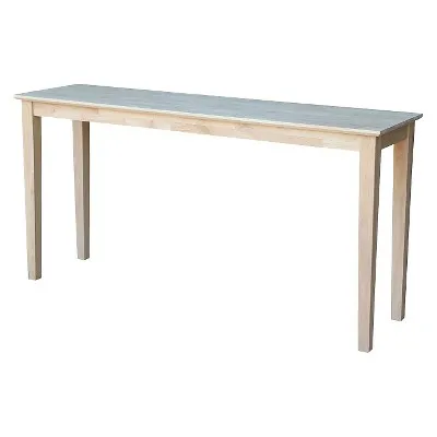 International Concepts Extended Length Shaker Console Table Unfinished