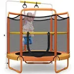 5' Kids 3-in-1 Game Trampoline with Enclosure Net Spring Pad - Orange