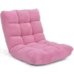 Adjustable 14-Position Cushioned Floor Chair-Pink | Costway