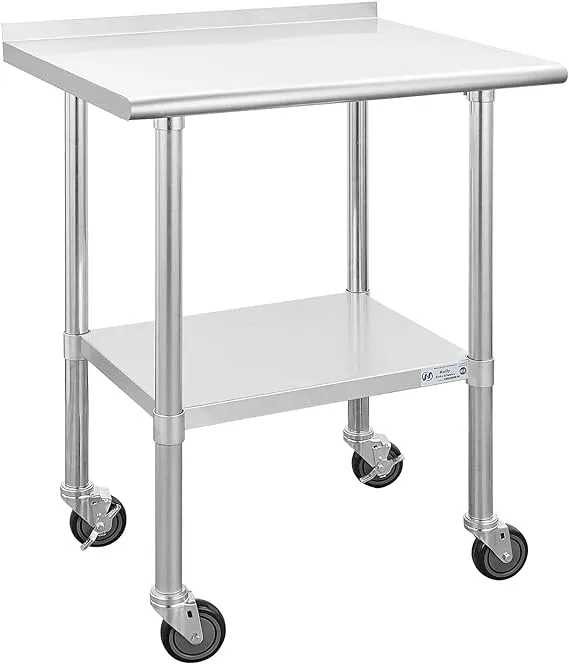 Hally SINKS & TABLES Hally Stainless Steel Table for Prep & Work 24 x with Caster Wheels