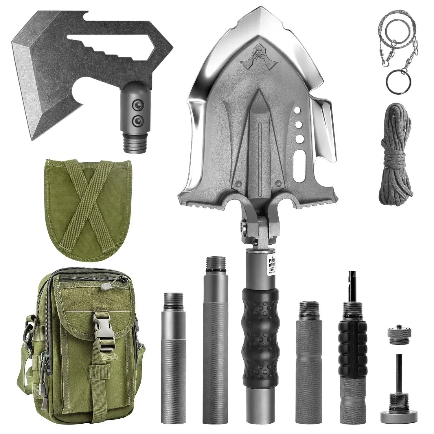 Zune Lotoo Survival Shovel Multitool with Axe, 29 in 1 Unbreakable Tactical ...