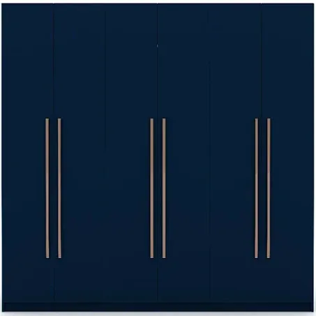 Gramercy Modern Freestanding Wardrobe Armoire Closet in Tatiana Midnight Blue - Manhattan Comfort 107GMC4