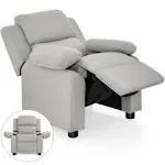 Kids Recliner, 2-In-1 Toddler Lounge Chair with Armrest Storage, Adjustable Foot