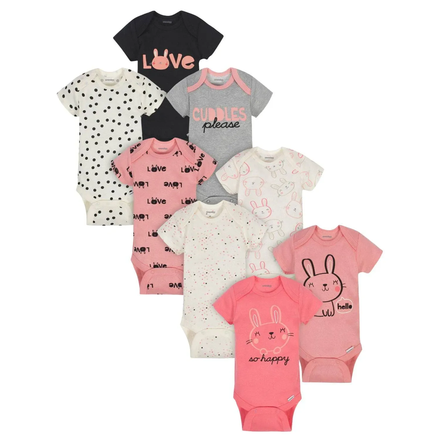 Onesies Brand Baby Girls' Short Sleeve Bodysuits, 8-Pack