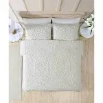 Beatrice Home Fashions Medallion Chenille Bedspread, Twin, Ivory