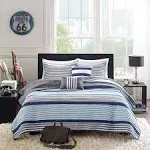 Intelligent Design Paul Coverlet Set - Blue, Full/Queen