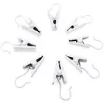 Coideal Small White Curtain Clips - 100 Pack Stainless Steel Metal String Party Awning Lights Hanger Hooks for Home Decoration, Photos, Art Craft