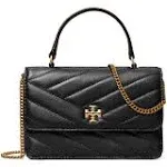 Tory Burch Kira Chevron Mini Top Handle Chain Wallet - Black