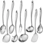 Standcn 304 Stainless Steel Kitchen Utensil Set - 9 Pcs Serving Utensils, Cooking Utensil, Solid Spoon, Slotted Spoon, Fork, Spatula, Ladle, Skimmer