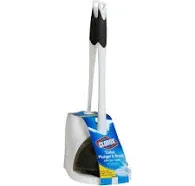 Clorox Toilet Plunger and Bowl Brush Combo Set with Caddy, 6.75" x 7" x 19.5", White/Gray, Pack of 2