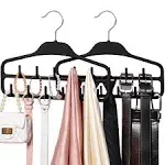 SMARTAKE 2 Pack Belt Hanger, 360 Degree Rotating Tie Rack with Hooks, Non-Slip D