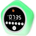 DINVEL Kids Alarm Clock Toddler Sleep Training Clock with Red Green Light Ok to Wake Clock for Kids with Night Lights 10 Color