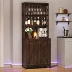 YITAHOME Bar Wine Cooler, 67" Tall Kitchen Storage Cabinet with Wine Rack, Open Storage Shelves, Farmhouse Kitchen Storage Cabinet with Wooden Doors