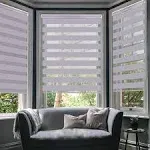 Luckup Horizontal Window Shade Blind Zebra Dual Roller Blinds Day and Night Blinds Curtains,Easy to Install 29.5' x 59' Grey