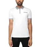 x Ray Men's Short Sleeve Zip-Neck Polo in White/Black Size X-Large