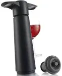 Vacu Vin Wine Saver Pump Black with Vacuum Wine Stopper - Keep Your Wine Fresh for Up to 10 Days - 1 Pump 2 Stoppers - Reusable - Made in The