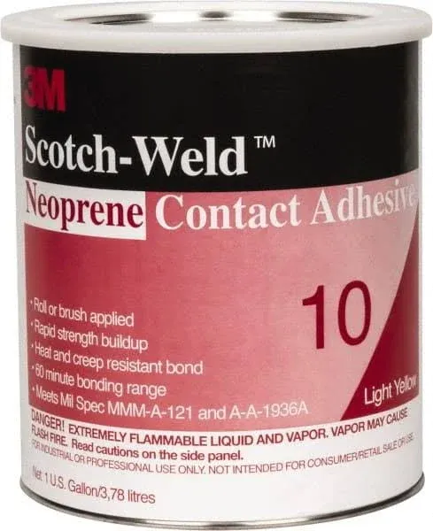 3M Neoprene Contact Adhesive 10 Light Yellow, 1 Gallon