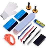 Auto Window Tint Film Tool Kits Include Vinyl Wrap Felt Squeegees with Spare Fabric Felts, Micro Squeegees, Vinyl Graphic Magnet Holders, Gloves, Cutter Knife, Utility Knife and Blades