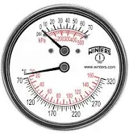 Winters TTD 401 Series  Dual Scale Tridicator Thermometer with 2.5&#034; 1/4&#034;NPT