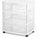 Sterilite Wide 3 Drawer Cart Black