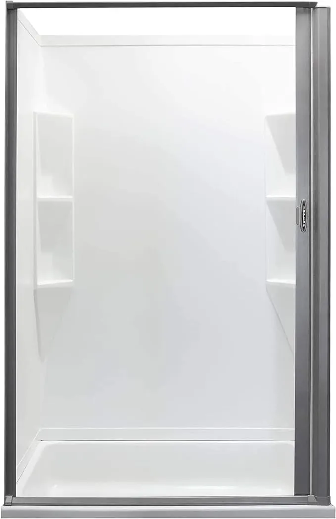 Camper Comfort RV Retractable Rolling Shower Doors | 4 Sizes - 2 Color Options | Replacement Shower Door | Woven Mesh Vinyl (36W x 57H, PLATINUM)