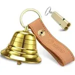 NedFoss 2" Loud Bear Bell with Whistle Set for Hikers, 3 in 1 Hiking Gear Solid Brass Bear Bells with SILENCER, Emergency Whistle and Carabiner for