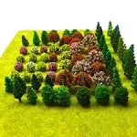 MOMOONNON 70pcs Mini Model Trees Mixed Miniature Trees Model Train Scenery Artificial Wargame Trees Model Railroad Scenery Diorama Supplies for DIY Scenery