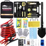 Haiphaik Car Emergency Roadside Kit- Safety Kits for Cars, Car Jumper Cables Kit 11.8 Feet (Upgrade) 124 Pcs Car Tool Kit,Tow Strap, Folding