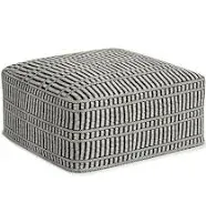 Simpli Home Pouf 20&#034; Fabric-Upholst<wbr/>ered Square Water Resistant in Black/White