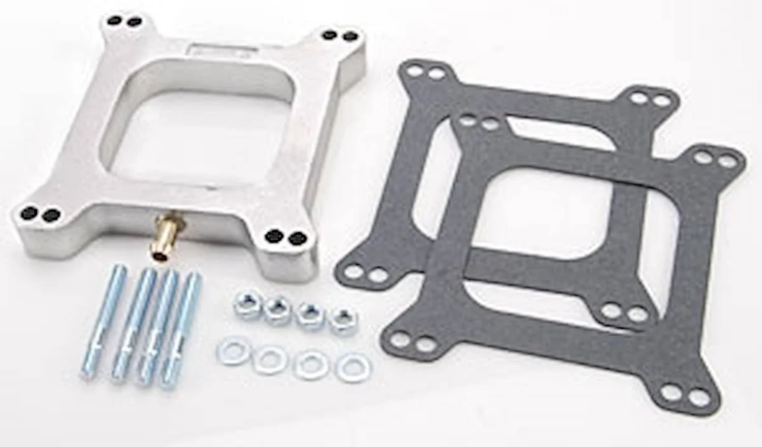 Mr Gasket 4945 Aluminum Carburetor Spacer Kit; 1 in. Open Center w/3/8 in. PCV Tube; Race Only;