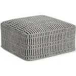 Simpli Home Square Pouf 20&#034; x 10&#034; x 20&#034; Black + White Recycled PET Polyester