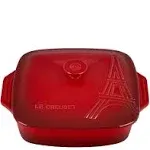 Le Creuset 2.75-qt Eiffel Tower Covered Square Casserole ,Cerise