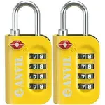 Anvil TSA Approved Luggage Lock - 4 Digit Combination Padlocks - Travel Locks for Suitcases & Baggage (Yellow 2 Pack)