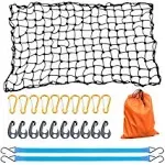 TireTek Truck Bed Cargo Net for Cars & SUVs - 3' x 4' Stretches to 6' x 8' Cargo Net - Small Truck Bed Net w/ 12 Metal Carabiners - for Frontier, Tacoma, Colorado & Subaru Crosstrek Accessories