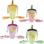 Spec101 Party Favor Cute Water Bottles - 4pk Popsicle Water Bottle with Strap