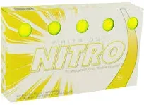 Nitro Long Distance Peak Performance Golf Balls (15PK) All Levels White Out 70 Compression High Velocity White Hot Core Long Distance Golf Balls USGA Approved-Total of 15-Yellow