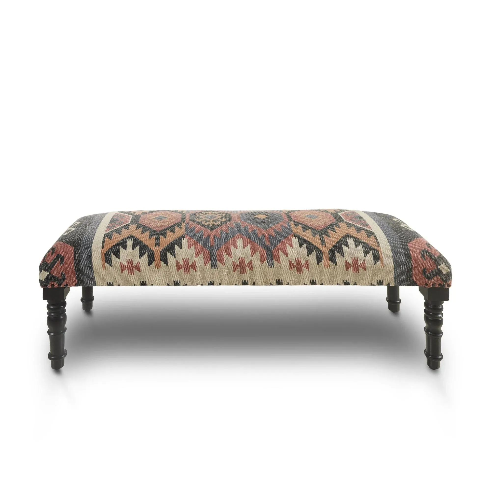 47" Multicolored Southwestern Style Rectangular Bench - Beige