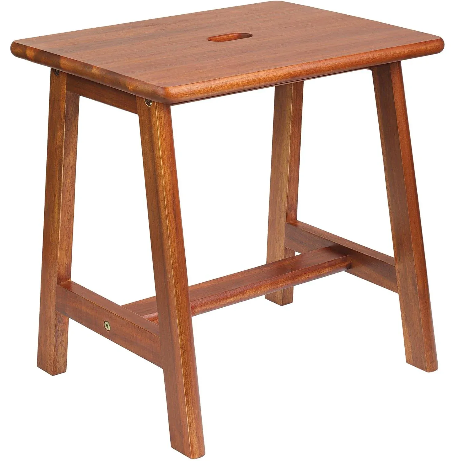 Rectangular Acacia Wood Stool (16.7&#034;D x 13&#034;W x 17.7&#034;H) Small Bench Acacia Color