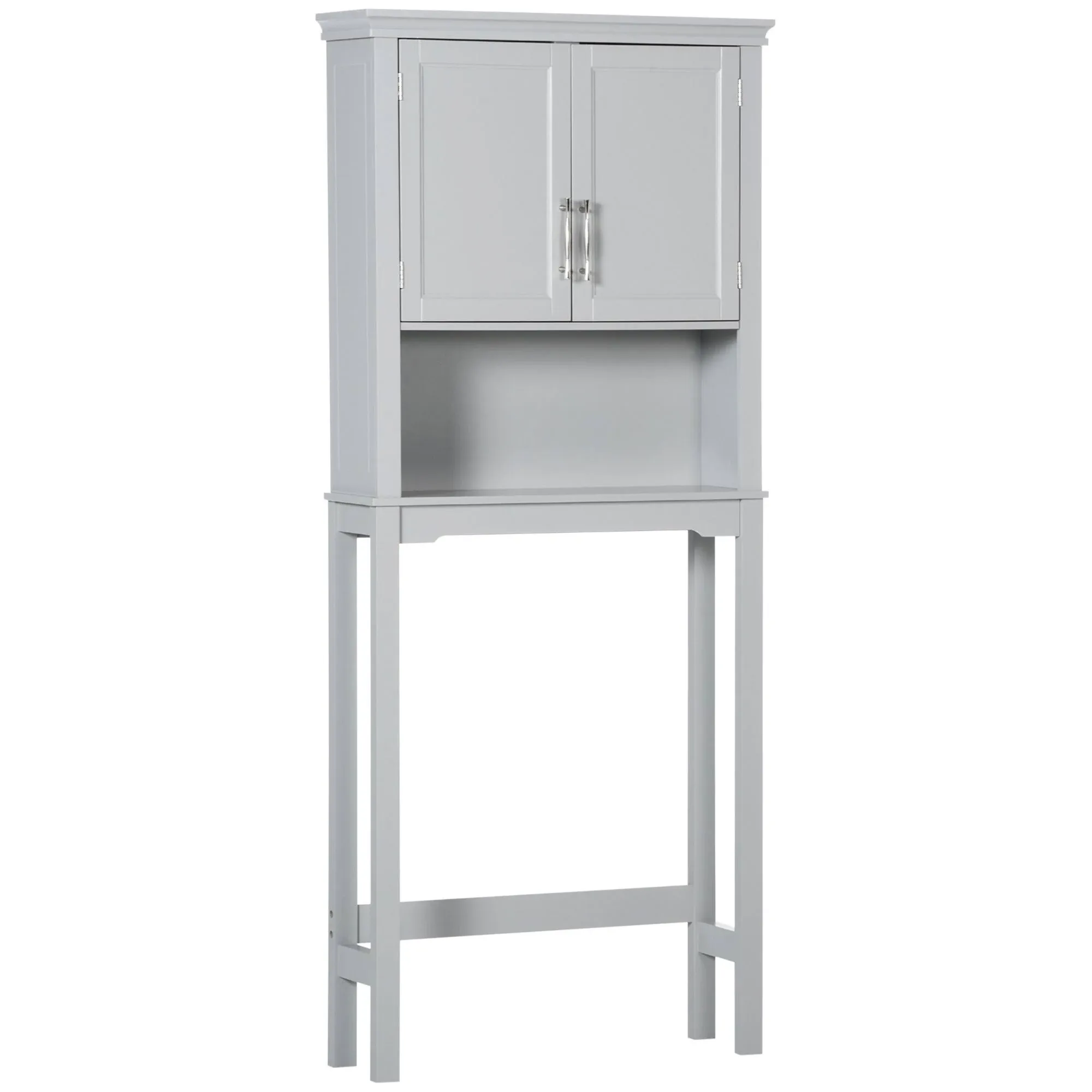 kleankin Modern Over The Toilet Storage Cabinet, Double Door Bathroom Organizer ...