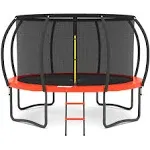 Jumpzylla Trampoline 8ft 10ft 12ft 14ft Trampoline with Enclosure - Recreational Trampolines with Ladder and Galvanized Anti-Rus, Rust