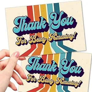 T MARIE 50 Thank You Postcards 4x6” Retro Thank You For Being Amazing Post Cards For Employee Appreciation Gifts