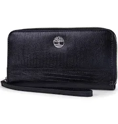 Timberland Exotic Leather Zip-Around Wallet, Large, Black Suede