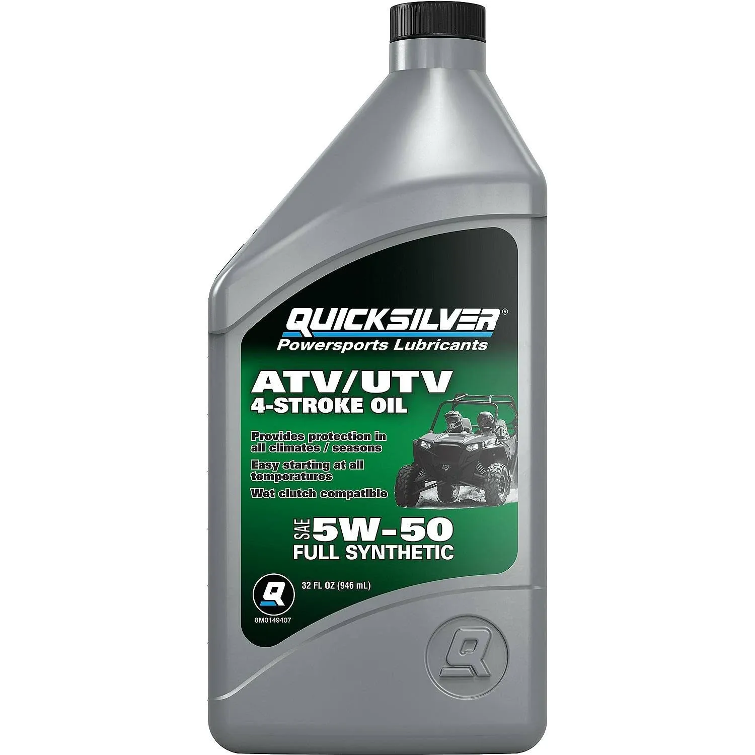 Quicksilver 8M0149407 5W-50 Full Synthetic 4-Stroke ATV/UTV Engine Oil – 1 Quart