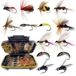 Fly Fishing Flies Kit, 50/114Pcs Handmade Fly Fishing Gear with Dry/Wet Flies, Streamers, Fly Assortment Trout Bass Fishing with Fly Box